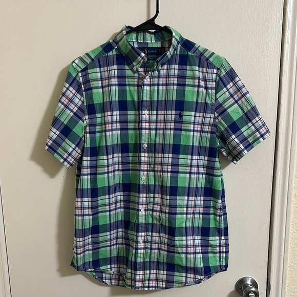 Ralph Lauren Other - EUC Ralph Lauren Boys Plaid Green Blue Short Sleeve Button Down XL (18-20)